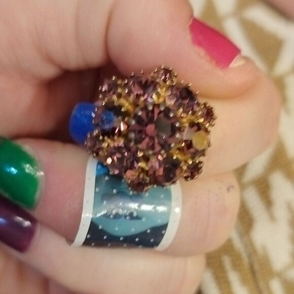 Vintage multi cluster purple stone ring - Picture 5 of 5